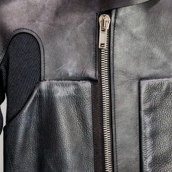 Rick Owens Mixed Leather Motorcycle Jacket - Picture 4 of 8